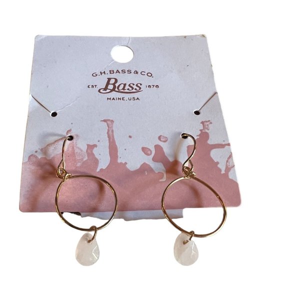 GH Bass Co Rose Quartz Stone Earrings Love Friendship - Picture 2 of 4